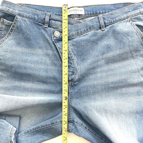 Eloquii Relaxed Jean with Overlap Waistband Light Wash Blue - Picture 7 of 14